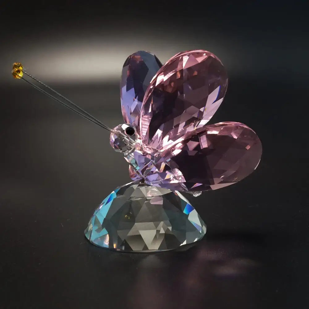 Shining Pink Butterfly Crystal Figurines New Couples Wedding Gifts for Guests