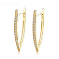 LUOTEEMI  Fashion Micro Paved a AA Cubic Zirconia Hoop Earrings for Women Trendy Geometric Clip on Earings