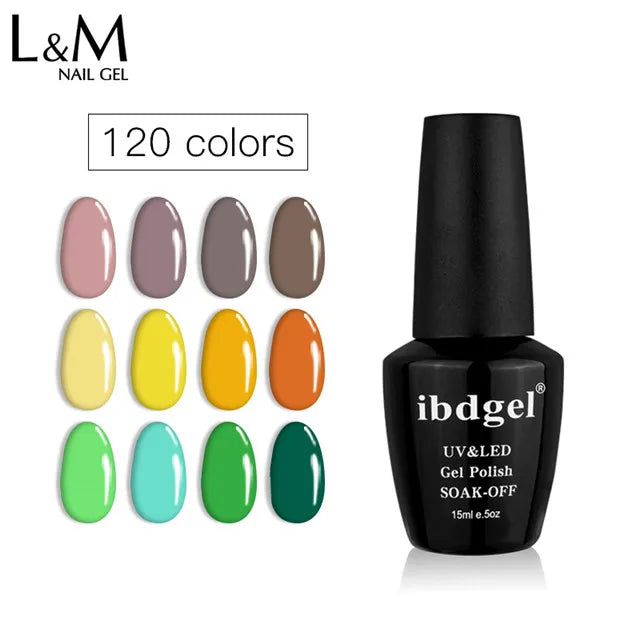 Ibdgel High Gloss Organic Gel Nail Polish Semi-permanent Nail Polish UV Gel 120 Colors 15 ML