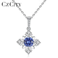 CZCITY Christmas Gift Snowflake Gemstone Pendant Necklace for Women Fine Jewelry Cute Pendants