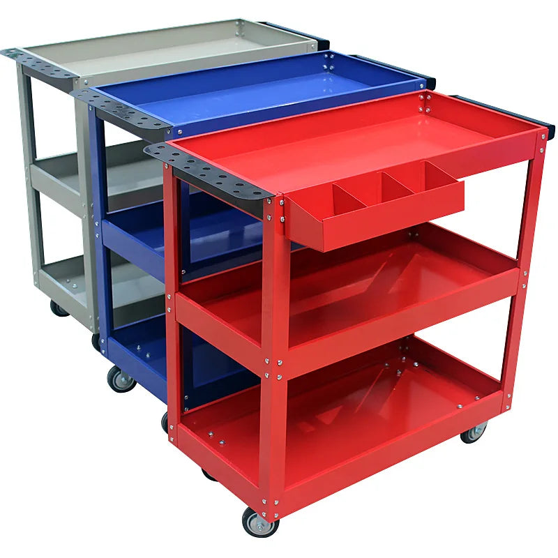 Tool Trolley Chest Cabinet Three Layers Auto Repair Toolbox Multifunctional Hand Push Tool Cabinet Car Repair Tool Cart
