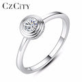 CZCITY the Latest Design 925 Silver Round Circle Shape Engagement Ring Mounting Clear Cubic Zircon Stone Dor Elegant Women Party