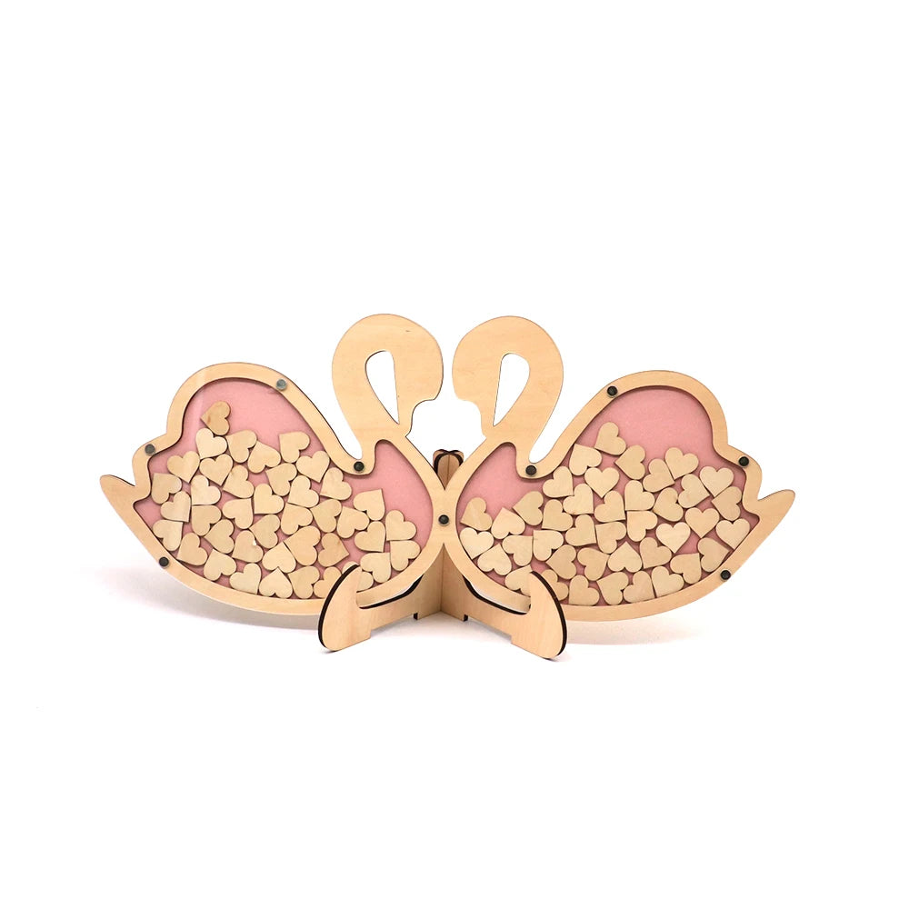 Laser Cut Wood Swan Shaped Wedding Guest Book