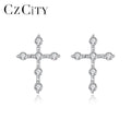 CZCITY Sterling Silver 925 Stud Earring for Women Cross Shaped Fashion Earring Fine Jewelry