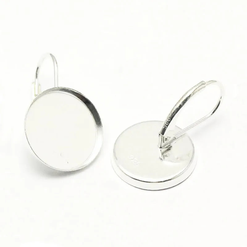 Beadsnice ID 27046 925 Solid Silver Blank Fit 12x12mm Round Nice for Your Earrings Designs