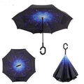 Gift Use Wholesale Double Layer C-Shaped Handle Oversize Windproof Inverted Reverse Upside Down Umbrella Golf Size Rain Umbrella