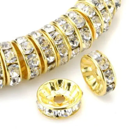 JS1794 Silver Gold Tone Crystal Rondelle Spacersrhinestone Rondelle Spacersjewelry Components