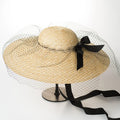 Custom Luxury Fashion Women Veil Design Wide Brim Straw Hat for Women Lady Stage Wedding Music Festival