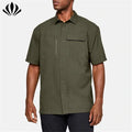 Private Label Quick Dry 100% Polyester Men Short Sleeve  Tactical Shirt With Double Secure Chest Pocket