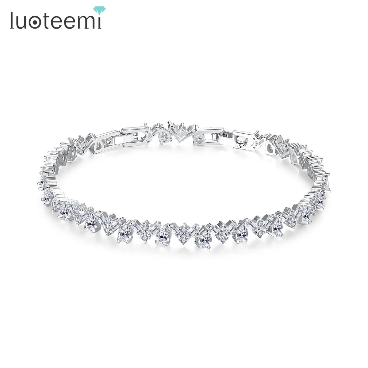 LUOTEEMI Beautiful Zircon Girls Bracelet White Gold Rhodium Plating Women CZ Tennis Bracelets