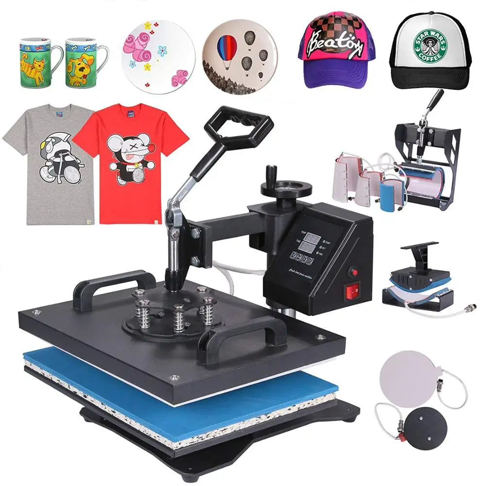 8 in 1 Combo 12 X 15 Inch Multifunction Sublimation Desktop Iron Baseball Digital Swing Away Transfer Heat Press Machine