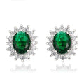 925 Sterling Silver Green Stud Earrings for Women Zirconia Earring Rhodium Plated