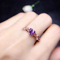 CAOSHI Elegant Stylish Heart Design Two Layers Stacking Ring Amethyst Ring Rose Gold Plated Cubic Zirconia Rings