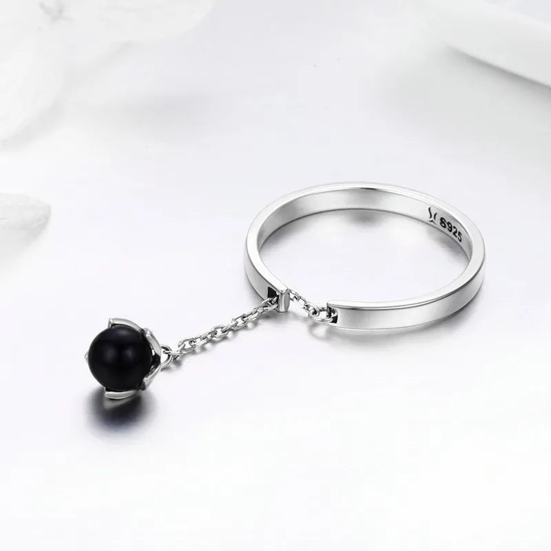 925 Sterling Silver Open Finger Ring Tears of Flowers Dangle Gemstone Classic Style for Wedding Party or Anniversary