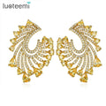 LUOTEEMI New Luxury Gold Plated Fashion Yellow Cubic Zirconia Big Women Earrings for Party