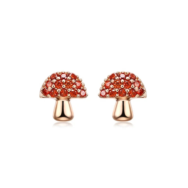 LOZRUNVE Elegant 925 Silver Pave Setting Cubic Zirconia Mushroom Stud Earrings