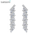LUOTEEMI Geometric CZ Stone Stud  Earrings for Women Square Bar Luxury Shinning Women Earring