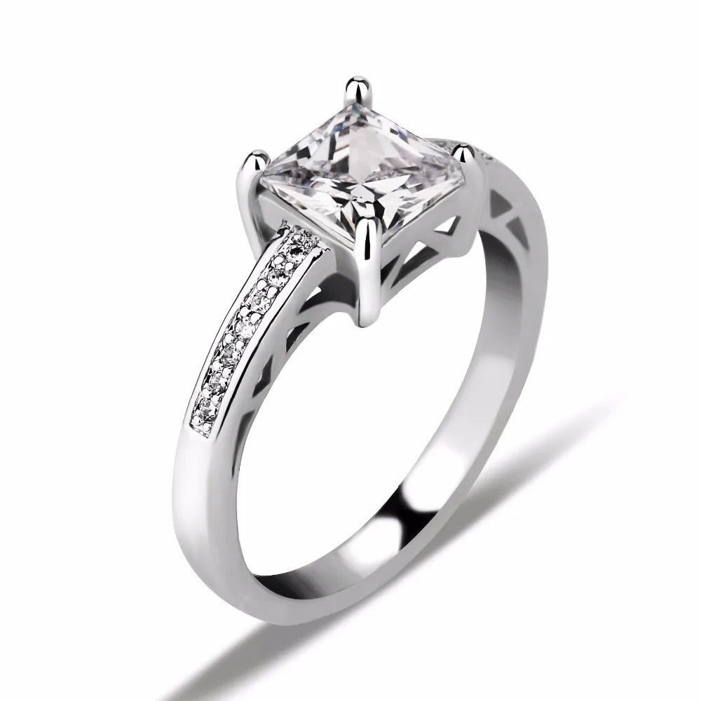 In Stock Square Lab Rings Ring Lock Engagement Rings Sample Jewelry Custom Brass Wedding Designs for Women Mascot Zircon 1pcs