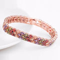 LUOTEEMI Trendy Accessories Fashion 18K Rose Gold Plated 3Rows Multicolor Cubic Zircon Luxury CharmBracelet Bangle for Women