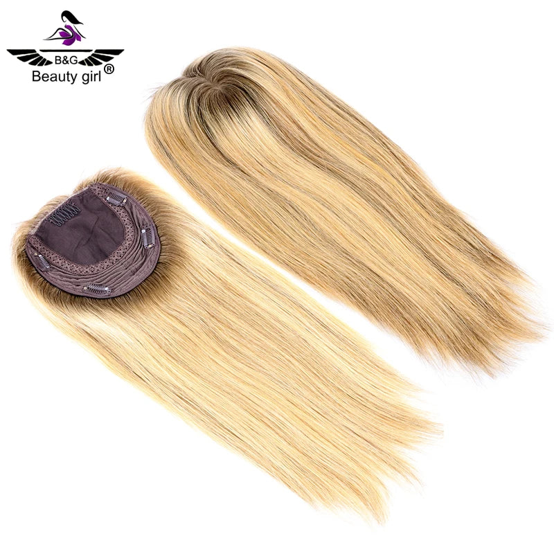 Beauty Girl Can Be Customized Ash Honey Highlight Blonde 9x9 Silk Base Hair Topper Indian Silk Net Base for Women Toppers