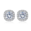 CZCITY Rhodium Plated Cubic Zirconia Square Pure 925 Sterling Silver Earrings