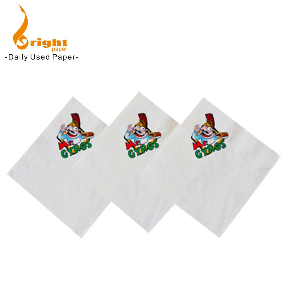 Custom Printed Disposable Dinner Napkins & Serviettes with Logo 2 Ply 30cmx30cm 250 Sheets/Bag 1/4 Folded Ultra Soft