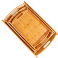 Wholesale Biodegradable Eco-Friendly Classical Handmade Bamboo Plant Pattern 38cm Serving Tray with Handle