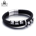 Custom Jewelry Men's Bracelet Magnetic Clasp Stainless Steel Charms Leather Bracelet for Man