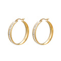 E-579 xuping Stainless Steel Jewelry 24K Gold Plated Simple Elegant Hoop Design Rhinestone Fashion Women Earrings