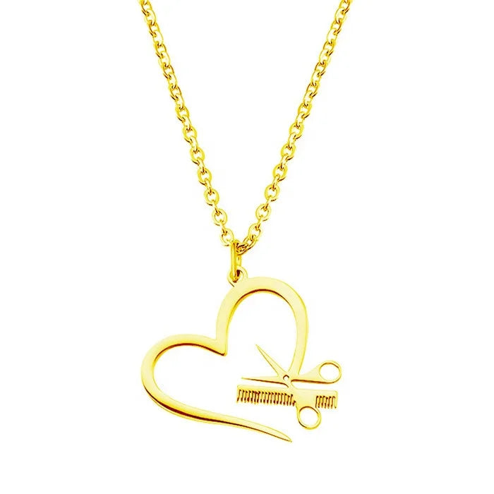 Heart-Shaped Scissor Stainless Steel Necklace Chain in Hip Hop Style Custom Printed Plated Enamelled Gifts Souvenirs Love Theme