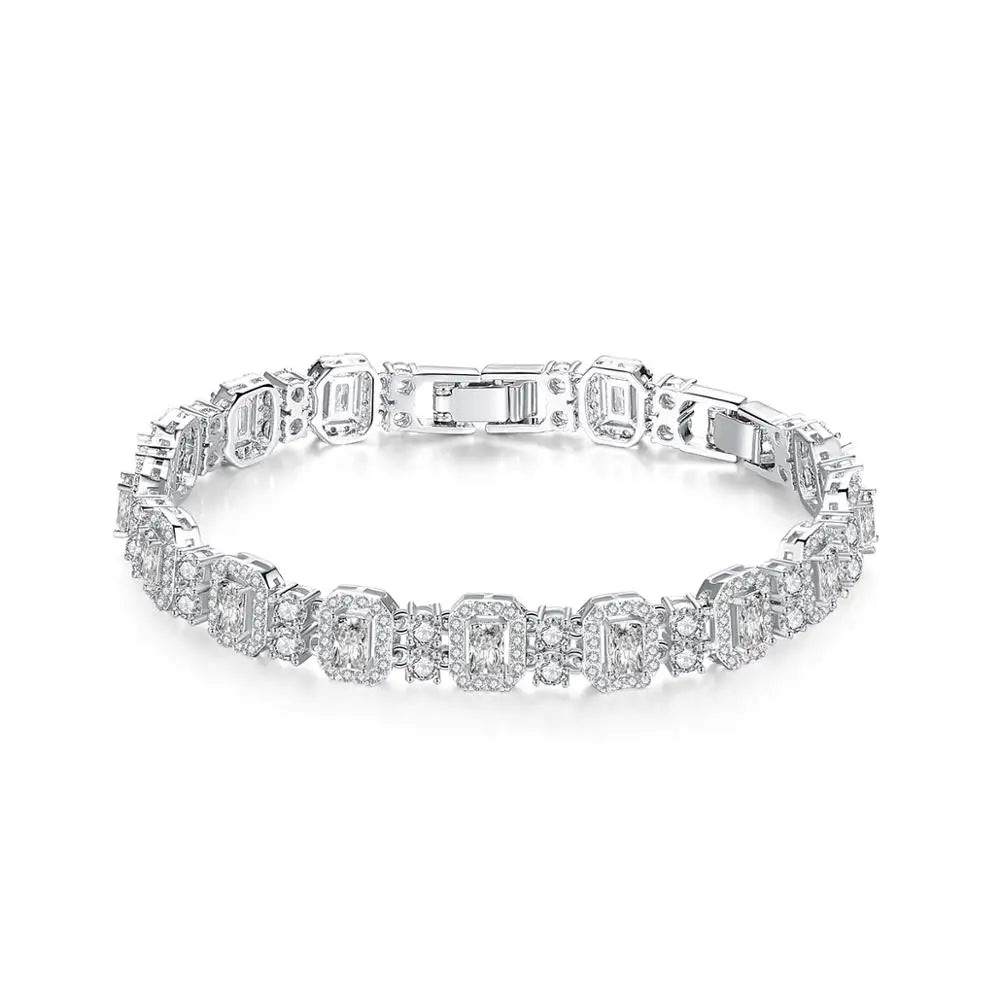 LUOTEEMI Designer CZ Size Adjustable with Extention Lock Bracelet Cubic Zirconia Jewelry Bracelets Jewelry