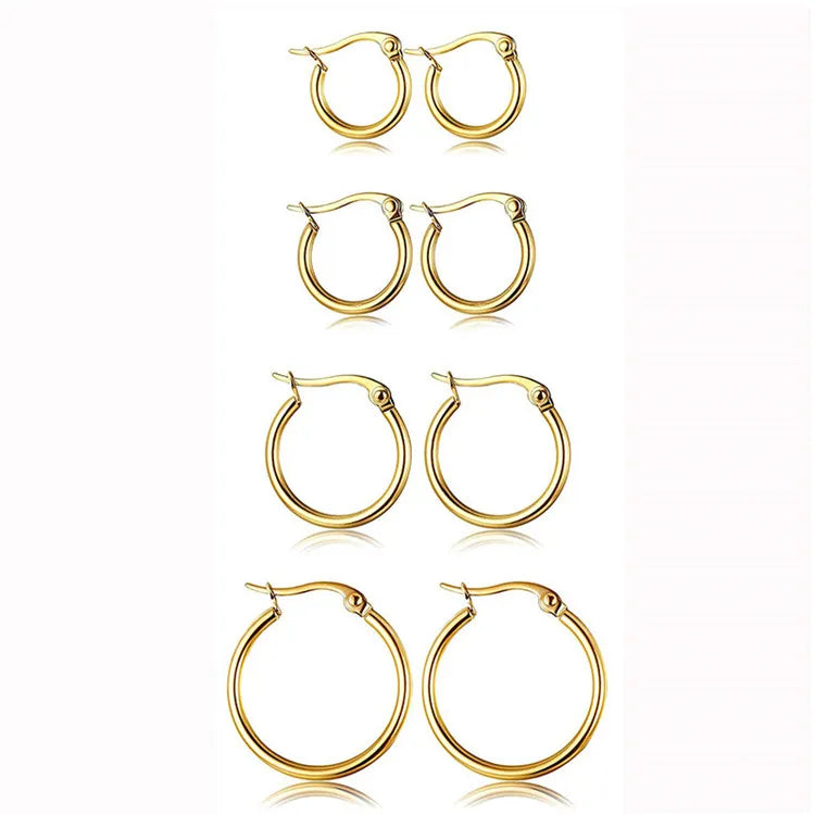 40mm-80mm Silver Gold Black Big Circle Smooth Alloy Stainless Steel Exaggerated Hoop Earrings Jewelry for Women Girls