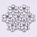 28mm Sewing Clear White Flowers Rhinestones Big Size Crystal Appliques Flatback Acrylic Stones Sew on Strass for Crafts