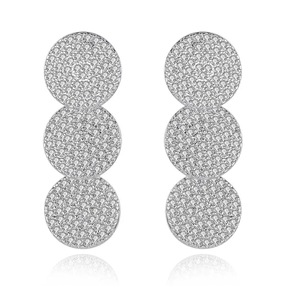 LUOTEEMI Luxury Cubic Zirconia Long Wedding Drop Earrings for Bridals Wedding Jewelry Wholesale