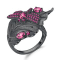Abiding Fashion Rhodolite Garnet  Finger Rings  Elegant Dragonfly Fine Jewelry Open Rings for Women