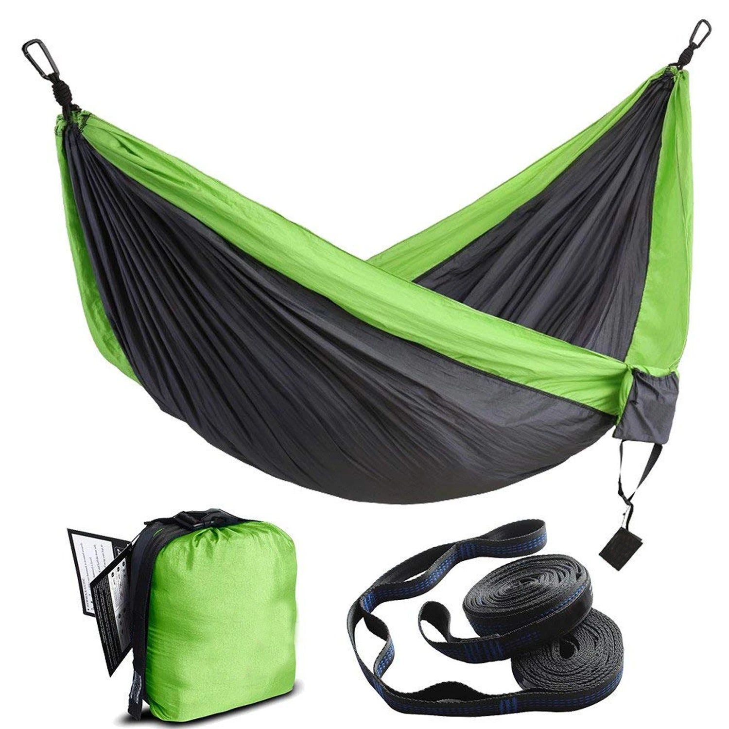 GSD Outdoor Parachute Nylon Ultra Light Portable Two Person Camping Outdoor Double Hammock for Camping Travel Hammock Bed