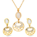 Engagement Jewelry Oval Opal Crystal Stainless Steel Wedding Jewelry Sets for Women