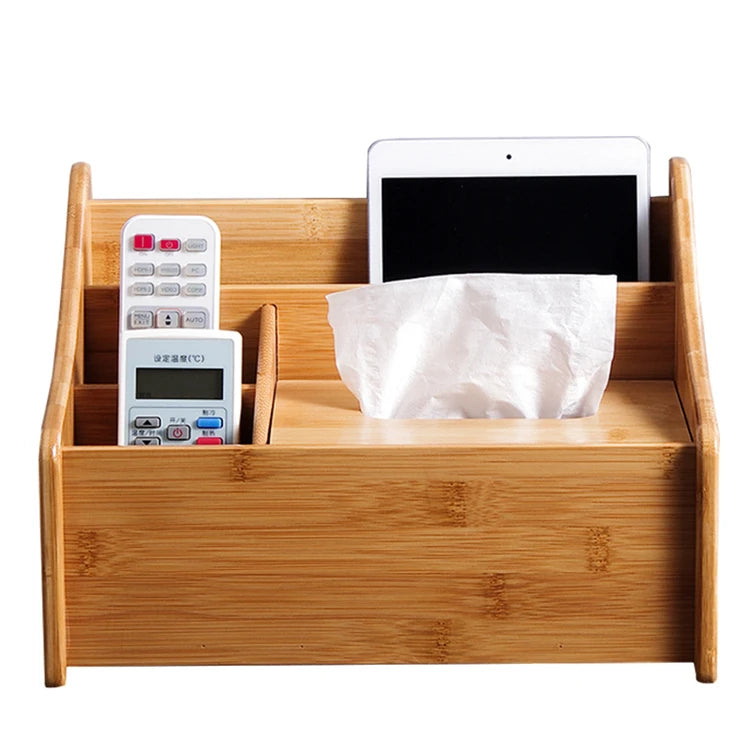 Wholesale Handmade Natural  Bamboo Tissue Box and Desk Organizer Holder