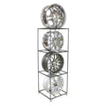 Automotive Shop Display Storage Shelving Metal Car Rim Rack Wheel Stand Detachable Design Max 4 22inch Capacity Black Square
