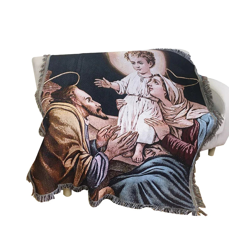 High Quality Custom Woven Eco-Friendly Portable Tapestry Jacquard Throw Blanket for Picnic Travel Home & Hotel Use