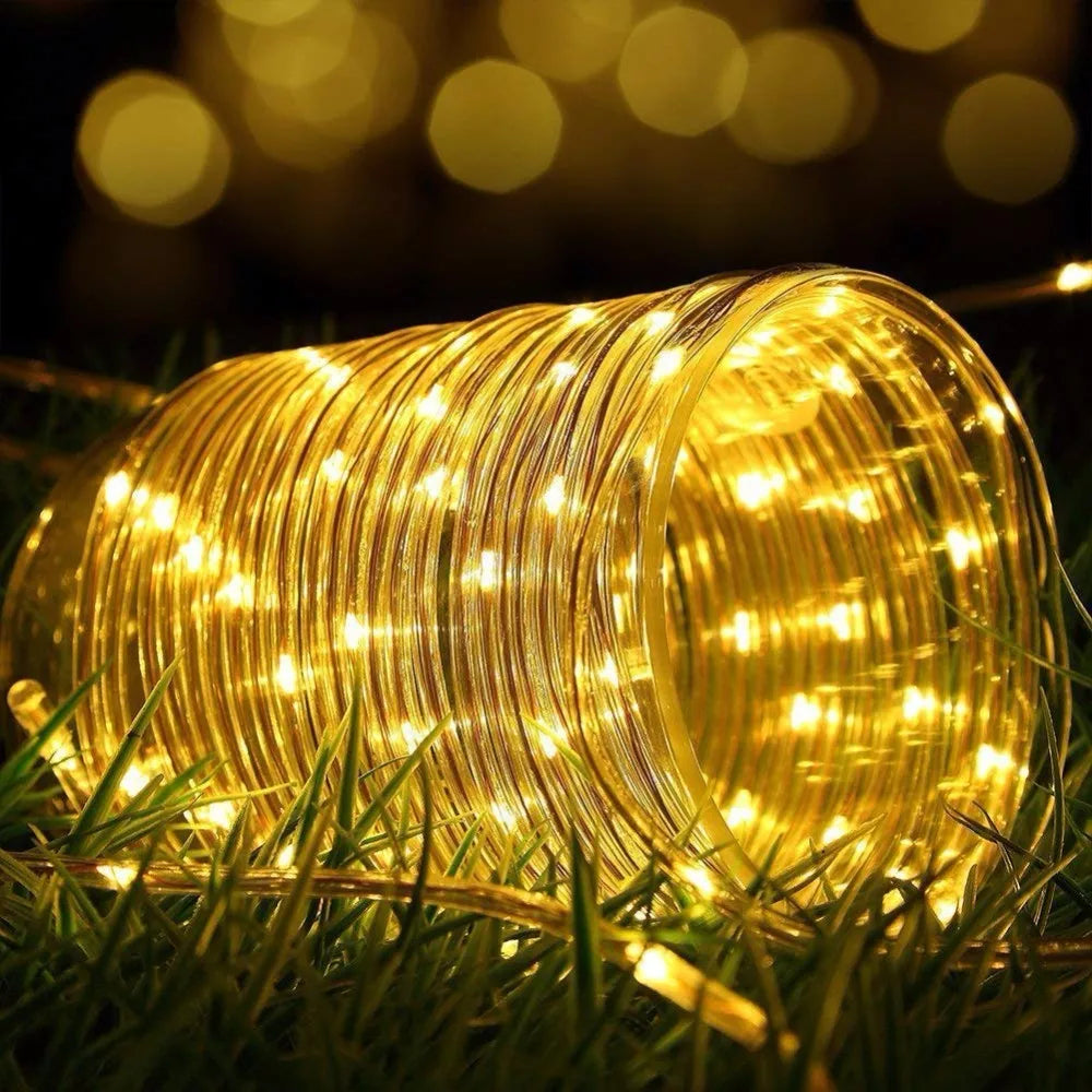 Factory Price 150 LED 33ft 15m Led Linear Solar Garden Strip Rope Lights with Remote Control  for Christmas Garden