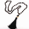 Fashion Women Gemstone Ethnic Jewelry 8mm Rosary Chain Necklace Open Smile Natural Irregular Druzy Tassel Necklace