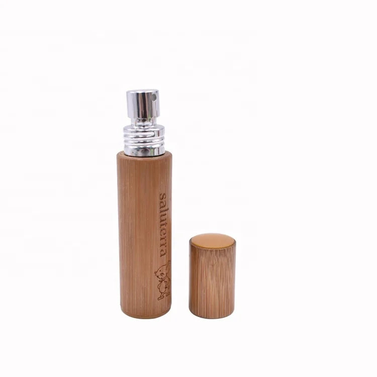 Biodegradable Cosmetic Travel Size Nature Refill Mini 10ml 12ml Bamboo Wood Glass Perfume Bottle