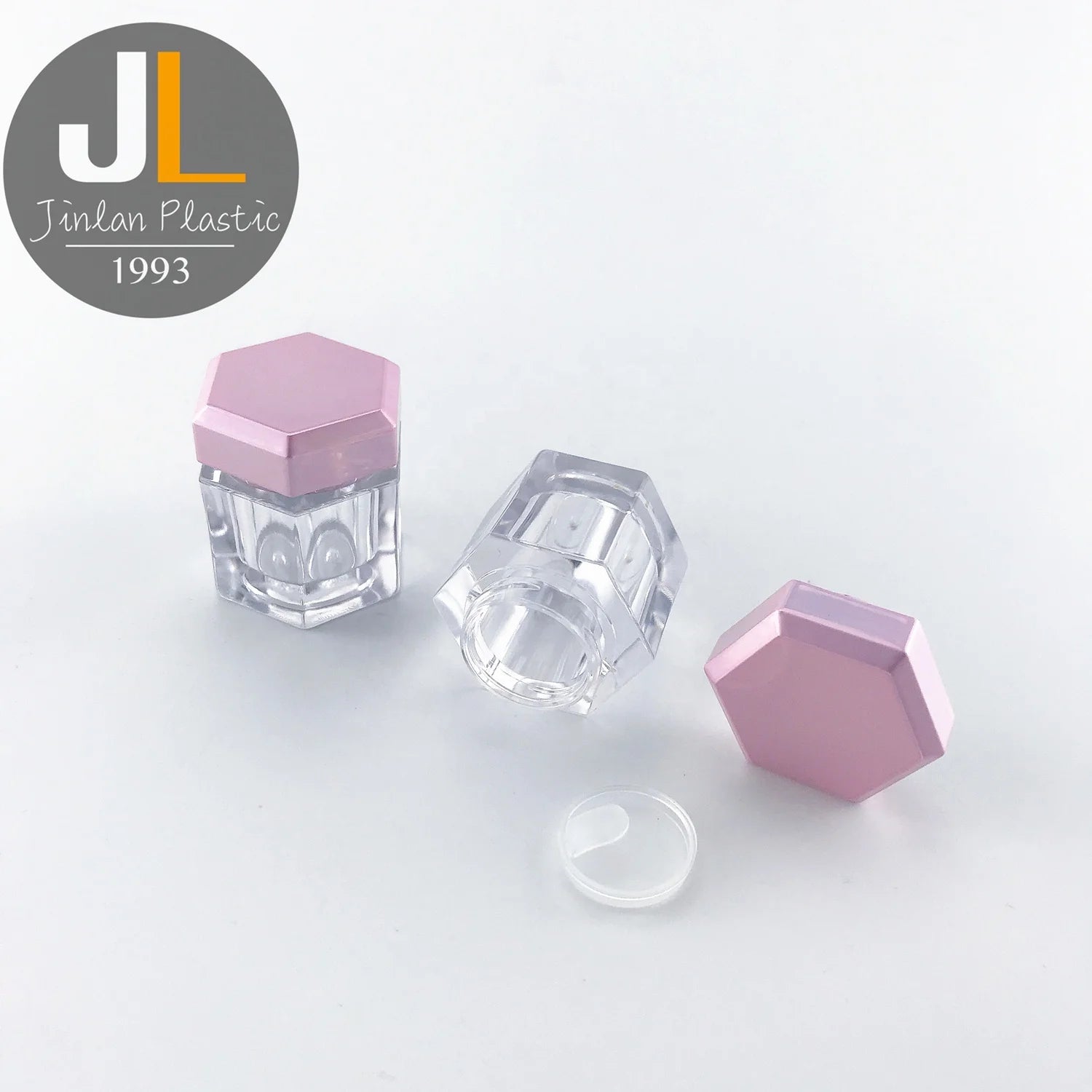 Free Samples Pentagon Pink Skin Care Cream Container 3ml Transparent Compact Case