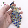 Peacock Shaped Rhinestone Brooches Peafowl Design Blue Crystal Pin Brooch in Guangzhou