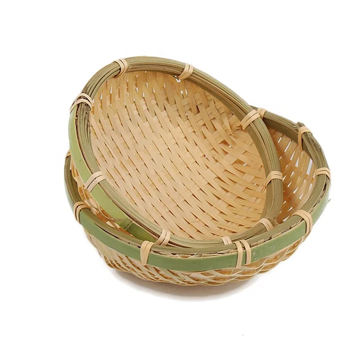 Food Grade Eco-friendly Bamboo Handmade Fruit Basket for Christmas