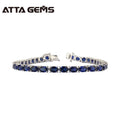 Gems Stone Tennis Jewelry Bracelet 925 Sterling Silver Blue Sapphire Bracelet Women