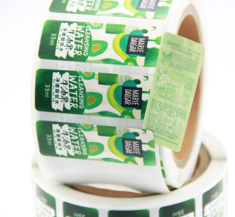 Manufacturer Custom Private Label Design Glossy Waterproof PET Adhesive Sticker Labels for Cosmetic Jar and Perfume Packaging