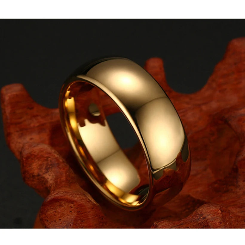 8.0mm Tungsten Carbide Rings Men Wedding Ring Top Quality 18K Gold Dine Jewelry Custom Rings