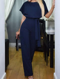 Coldker Fashion Women's  Short Sleeve With Belt Summer Causal Jumpsuits